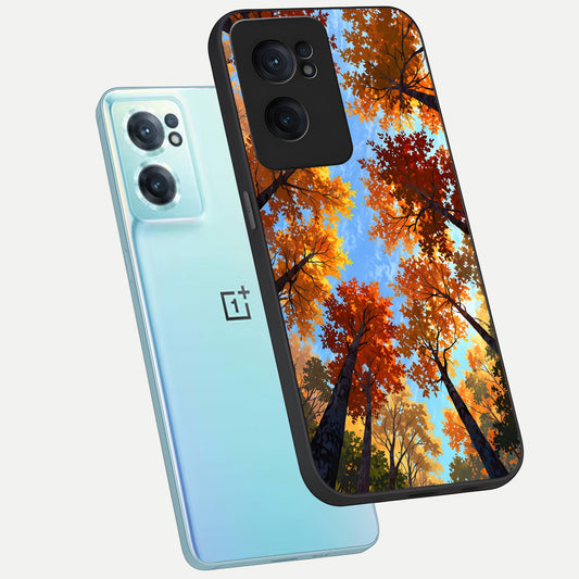  Autumn Sky Rise phone case For Oneplus Nord CE2 showing premium glass back cover with detailed artwork