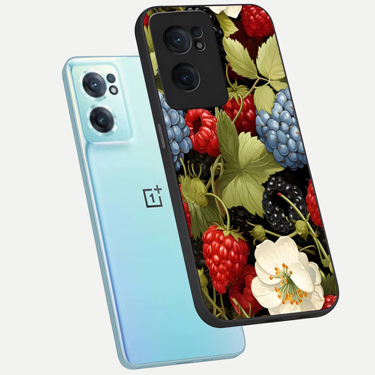  Berry Bloom Charm phone case For Oneplus Nord CE2 showing premium glass back cover with detailed artwork
