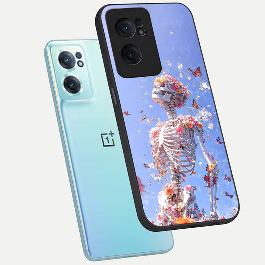  Bloom Beyond Bones phone case For Oneplus Nord CE2 showing premium glass back cover with detailed artwork