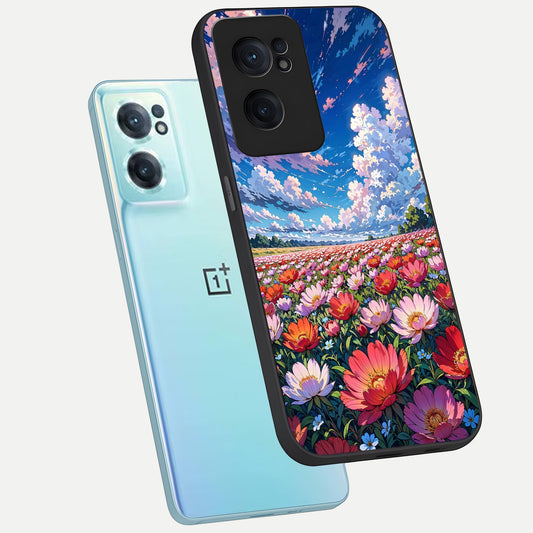  Blossom Sky Field phone case For Oneplus Nord CE2 showing premium glass back cover with detailed artwork