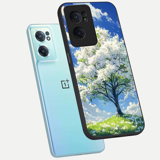  Blossom Sky Serenity phone case For Oneplus Nord CE2 showing premium glass back cover with detailed artwork