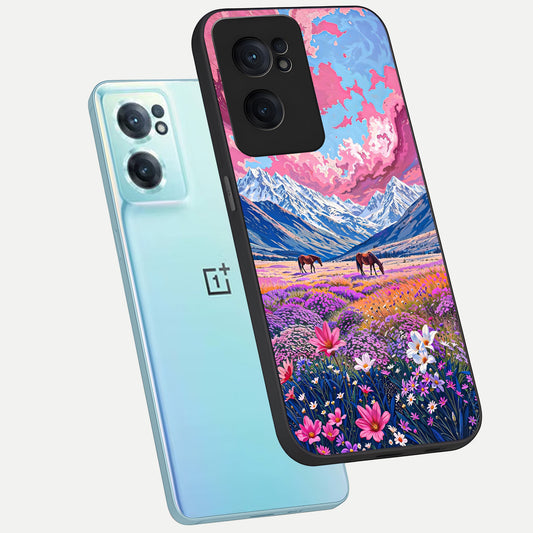  Blossom Valley Dream phone case For Oneplus Nord CE2 showing premium glass back cover with detailed artwork
