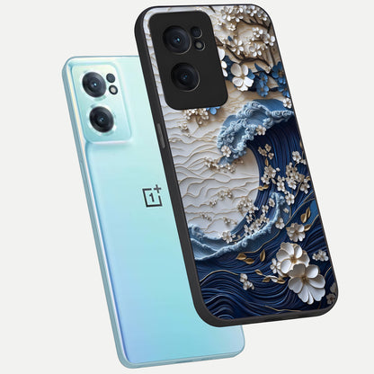  Blossom Wave Art phone case For Oneplus Nord CE2 showing premium glass back cover with detailed artwork