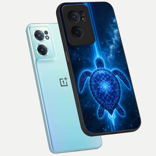  Blue Galaxy Turtle phone case For Oneplus Nord CE2 showing premium glass back cover with detailed artwork