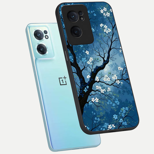  Blue Tree Serenity phone case For Oneplus Nord CE2 showing premium glass back cover with detailed artwork