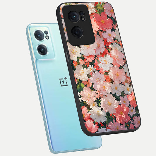  Blush Bloom Field phone case For Oneplus Nord CE2 showing premium glass back cover with detailed artwork