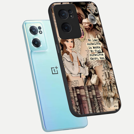  Bookish Dream World phone case For Oneplus Nord CE2 showing premium glass back cover with detailed artwork