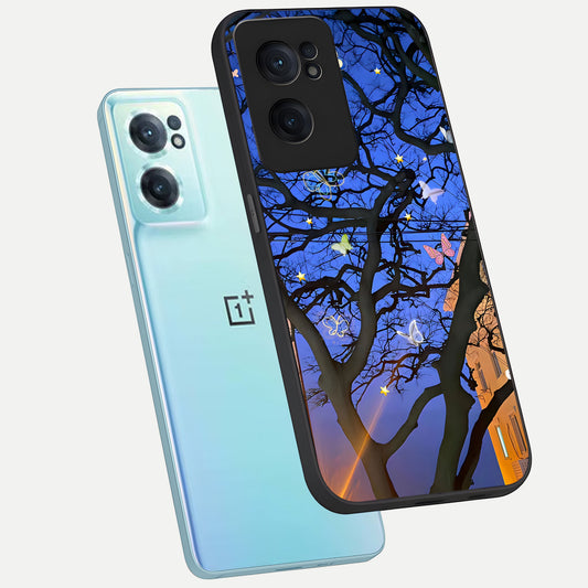  Butterfly Night Magic phone case For Oneplus Nord CE2 showing premium glass back cover with detailed artwork