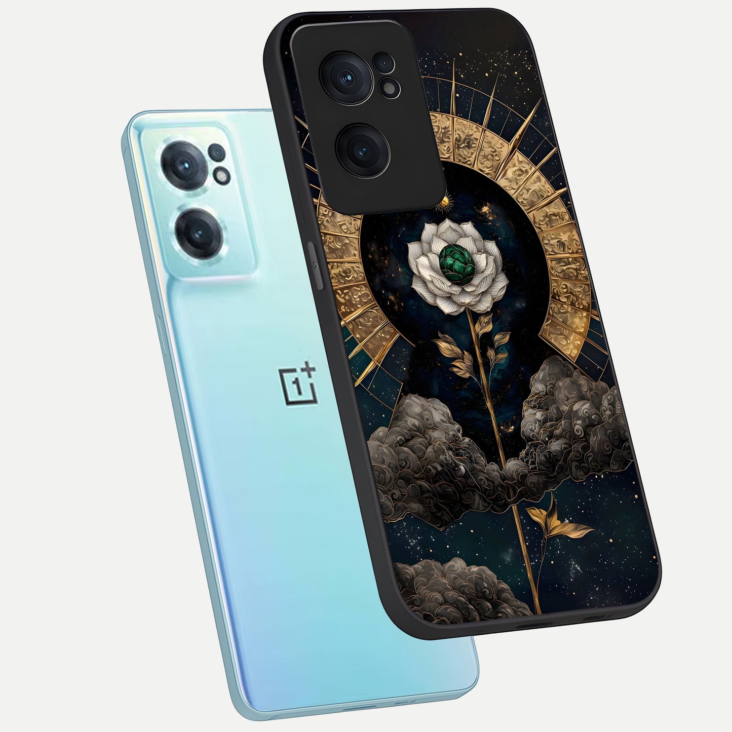  Celestial Lotus Morang phone case For Oneplus Nord CE2 showing premium glass back cover with detailed artwork