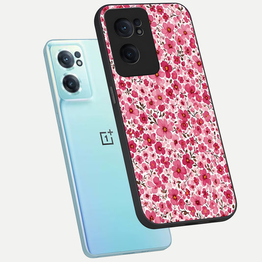  Cherry Blossom Charm phone case For Oneplus Nord CE2 showing premium glass back cover with detailed artwork