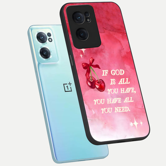  Cherry Quote phone case For Oneplus Nord CE2 showing premium glass back cover with detailed artwork