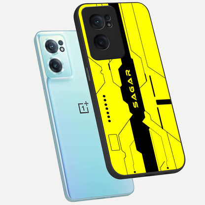  Circuit CYBERPUNK Custom Name phone case For Oneplus Nord CE2 showing premium glass back cover with detailed artwork