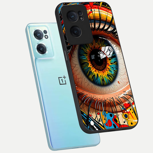  Colorful Eye phone case For Oneplus Nord CE2 showing premium glass back cover with detailed artwork