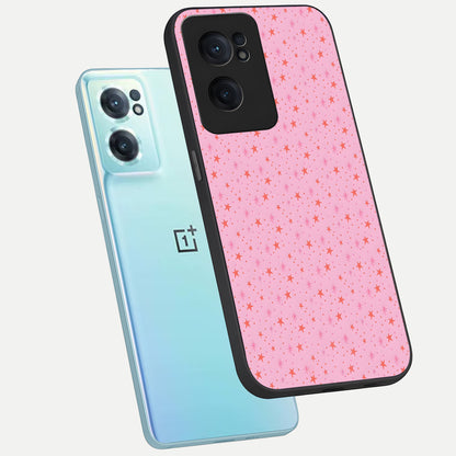  Cosmic Pink Sparkle phone case For Oneplus Nord CE2 showing premium glass back cover with detailed artwork