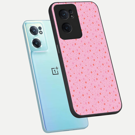  Cosmic Pink Sparkle phone case For Oneplus Nord CE2 showing premium glass back cover with detailed artwork
