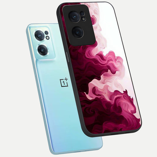  Crimson Wave Flow phone case For Oneplus Nord CE2 showing premium glass back cover with detailed artwork