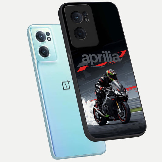  Dark Aprilla phone case For Oneplus Nord CE2 showing premium glass back cover with detailed artwork