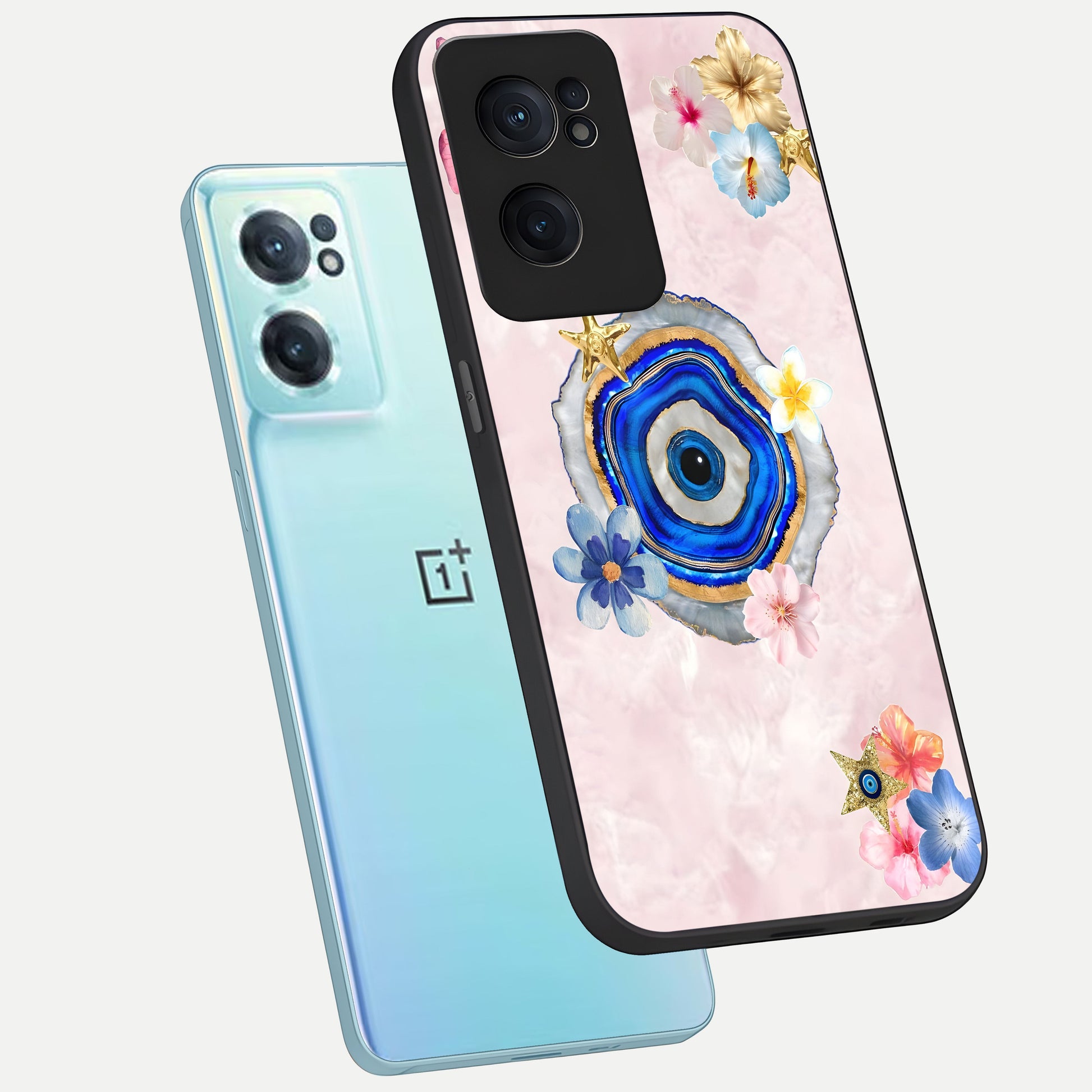  Divine Aura Bloom phone case For Oneplus Nord CE2 showing premium glass back cover with detailed artwork