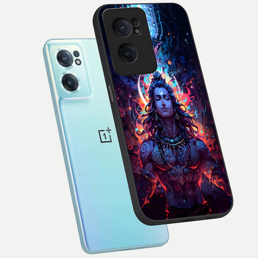  Divine Fire Shiv phone case For Oneplus Nord CE2 showing premium glass back cover with detailed artwork