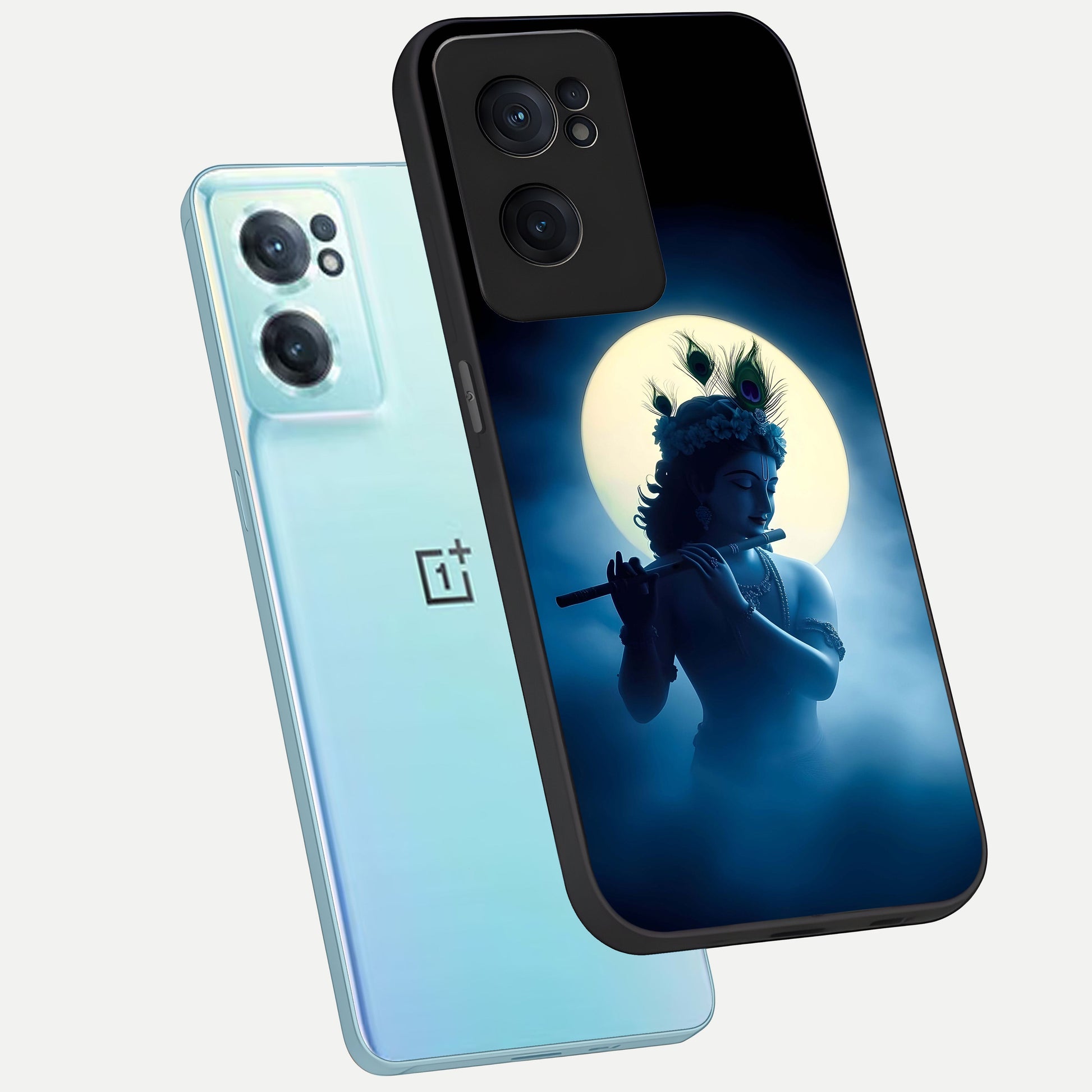  Divine Moon Flute phone case For Oneplus Nord CE2 showing premium glass back cover with detailed artwork