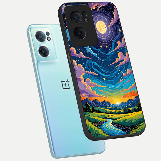  Dreamy Night Landscape phone case For Oneplus Nord CE2 showing premium glass back cover with detailed artwork