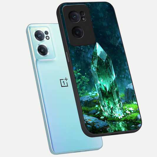 Emerald Light Crystal phone case For Oneplus Nord CE2 showing premium glass back cover with detailed artwork