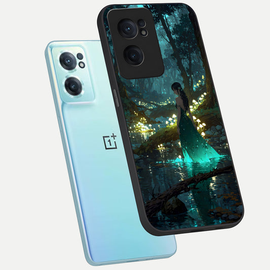  Enchanted Forest Glow phone case For Oneplus Nord CE2 showing premium glass back cover with detailed artwork