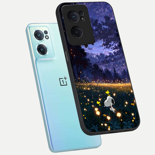  Firefly Meadow Magic phone case For Oneplus Nord CE2 showing premium glass back cover with detailed artwork