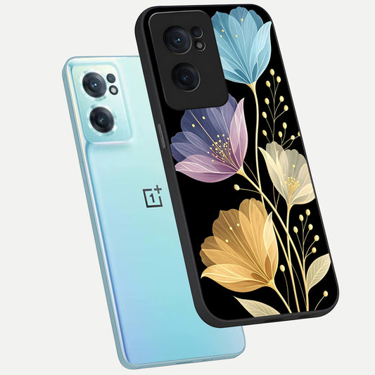  Flower Bloom Glow phone case For Oneplus Nord CE2 showing premium glass back cover with detailed artwork