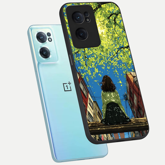  Golden Leaves Glow phone case For Oneplus Nord CE2 showing premium glass back cover with detailed artwork