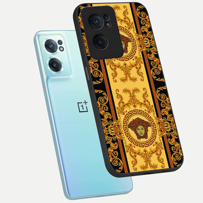  Golden Royal Heritage phone case For Oneplus Nord CE2 showing premium glass back cover with detailed artwork