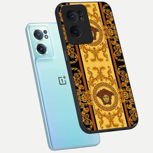  Golden Royal Heritage phone case For Oneplus Nord CE2 showing premium glass back cover with detailed artwork