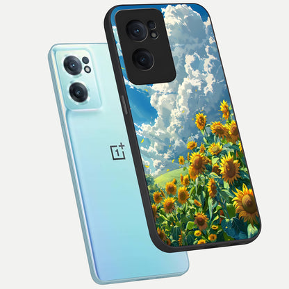  Golden Sun Glory phone case For Oneplus Nord CE2 showing premium glass back cover with detailed artwork