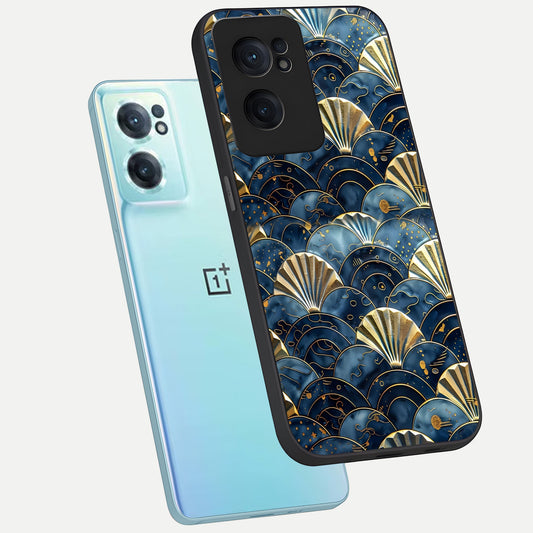  Golden Wave Luxe phone case For Oneplus Nord CE2 showing premium glass back cover with detailed artwork