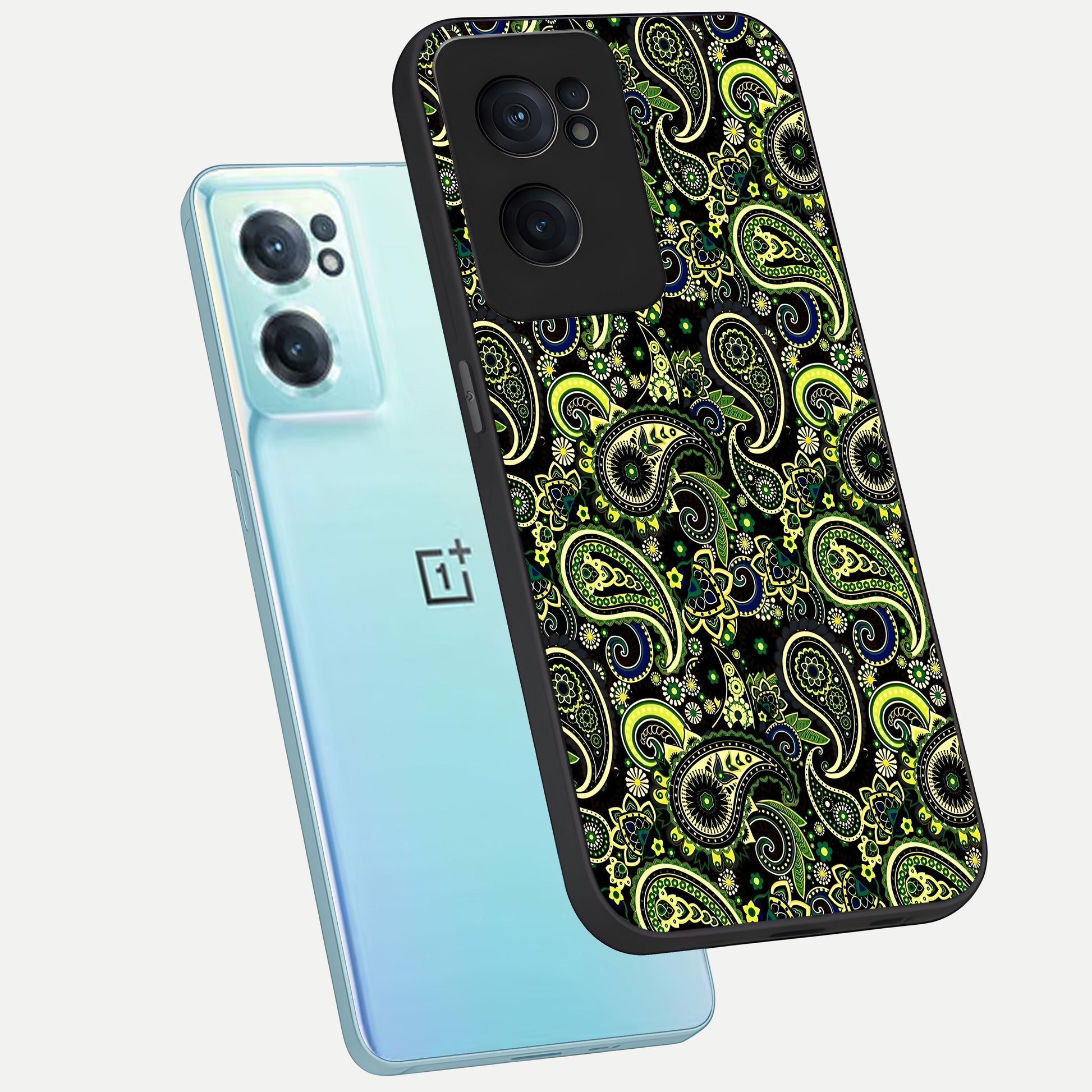  Green Lemon phone case For Oneplus Nord CE2 showing premium glass back cover with detailed artwork