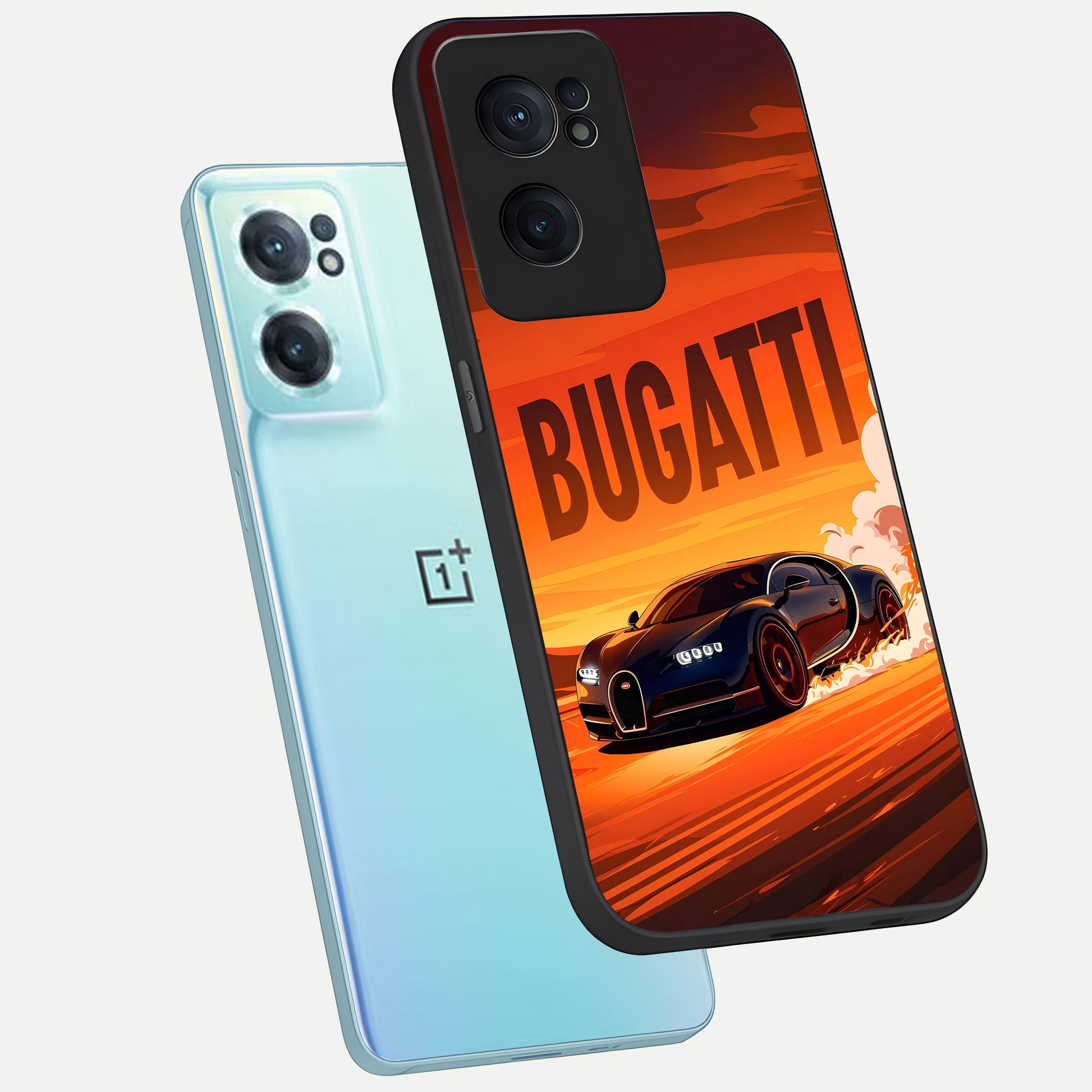  Inferno Bugatti Storm phone case For Oneplus Nord CE2 showing premium glass back cover with detailed artwork