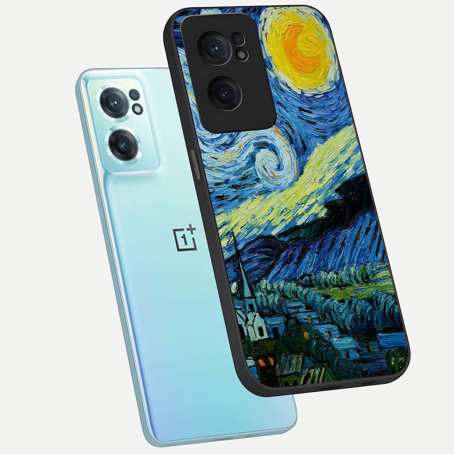  Inspired Van Gogh Art phone case For Oneplus Nord CE2 showing premium glass back cover with detailed artwork