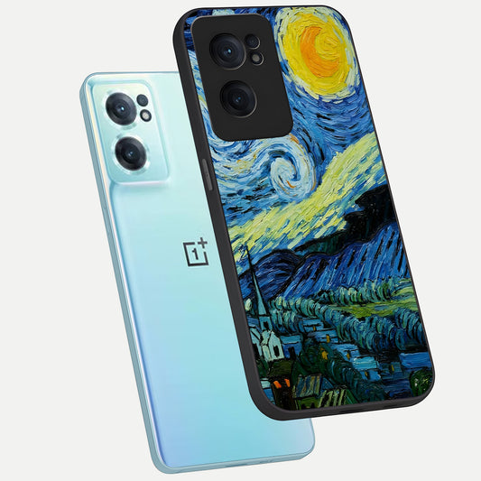  Inspired Van Gogh Art phone case For Oneplus Nord CE2 showing premium glass back cover with detailed artwork