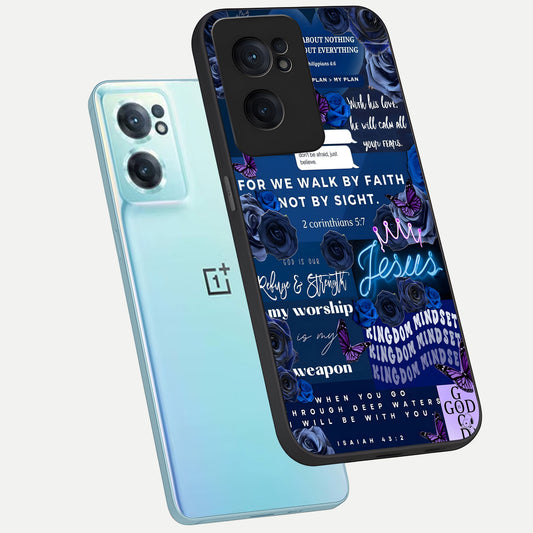  Kingdom Faith Glow phone case For Oneplus Nord CE2 showing premium glass back cover with detailed artwork