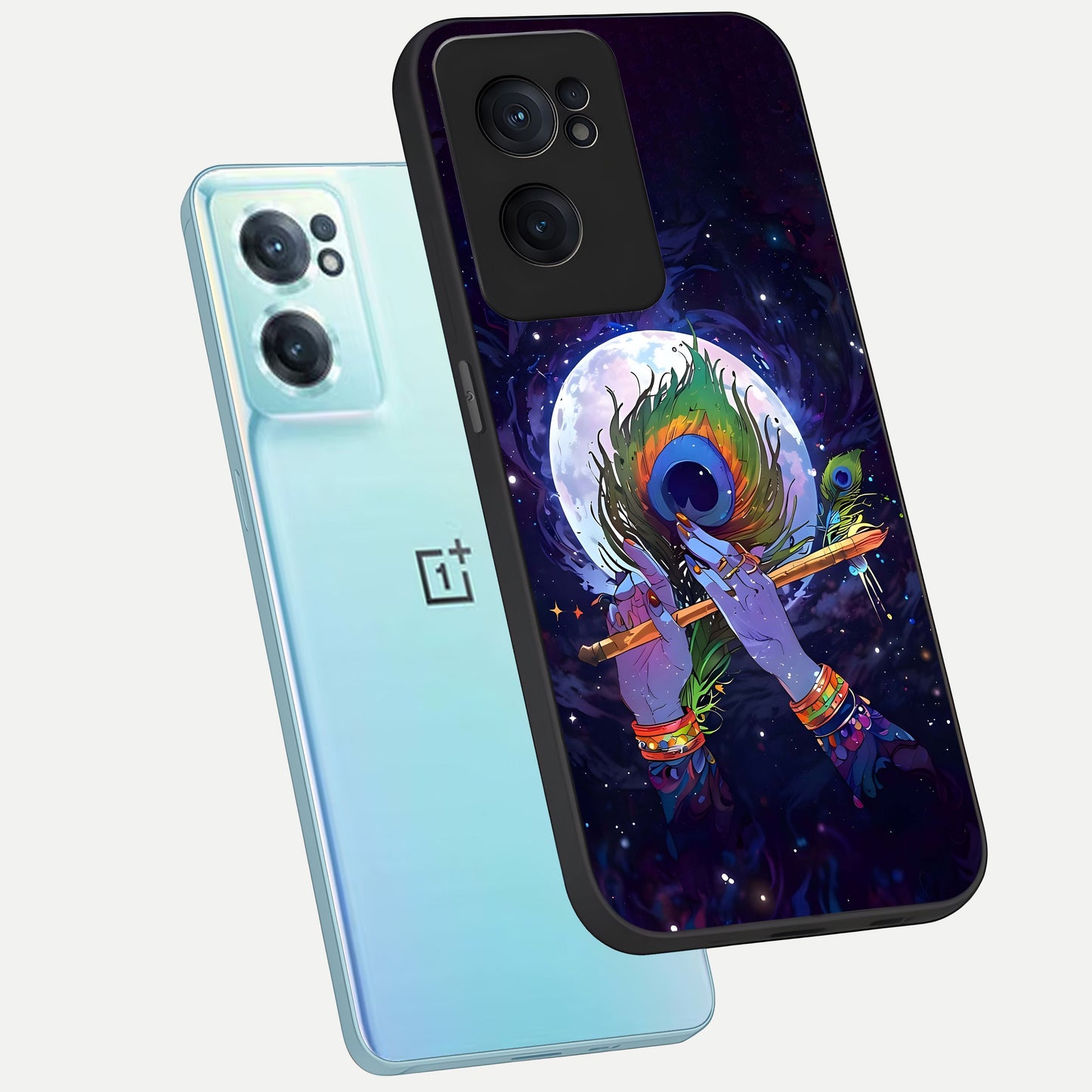  Krishna Hands Art phone case For Oneplus Nord CE2 showing premium glass back cover with detailed artwork