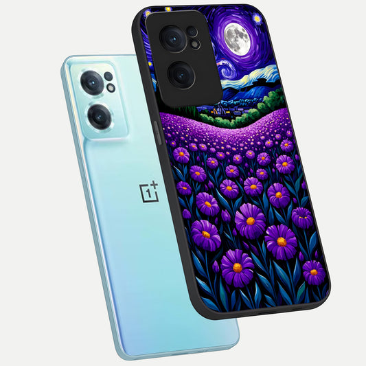  Lavender Moon Field phone case For Oneplus Nord CE2 showing premium glass back cover with detailed artwork