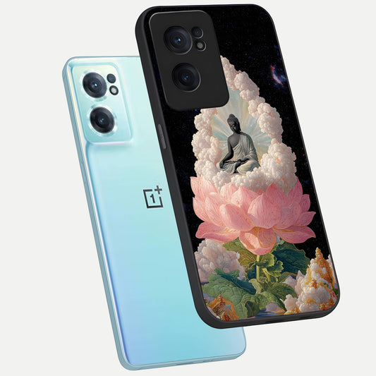 Lotus Divine Peace phone case For Oneplus Nord CE2 showing premium glass back cover with detailed artwork