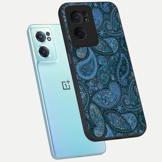  Midnight Paisley Glow phone case For Oneplus Nord CE2 showing premium glass back cover with detailed artwork