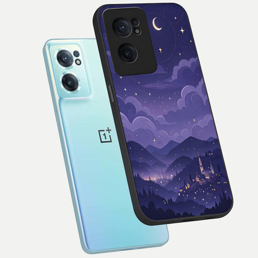  Minimal Night View phone case For Oneplus Nord CE2 showing premium glass back cover with detailed artwork