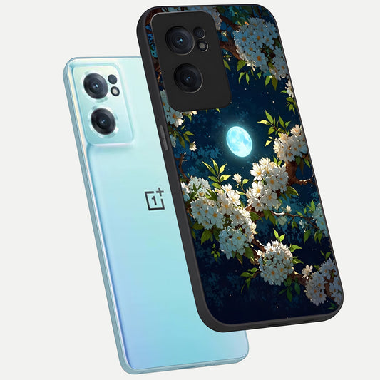  Moonlit Blossom Dream phone case For Oneplus Nord CE2 showing premium glass back cover with detailed artwork