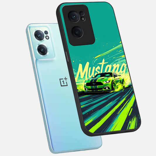  Mustang Bang phone case For Oneplus Nord CE2 showing premium glass back cover with detailed artwork