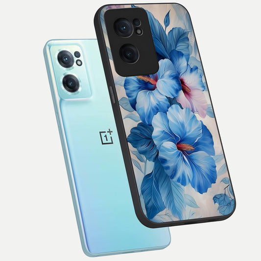  Ocean Hibiscus Grace phone case For Oneplus Nord CE2 showing premium glass back cover with detailed artwork