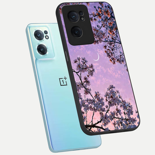  Purple Serenity Moon phone case For Oneplus Nord CE2 showing premium glass back cover with detailed artwork