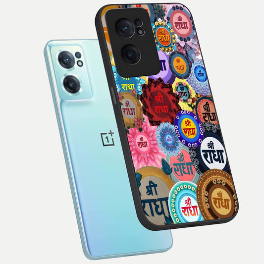  Radha Divine Bloom phone case For Oneplus Nord CE2 showing premium glass back cover with detailed artwork