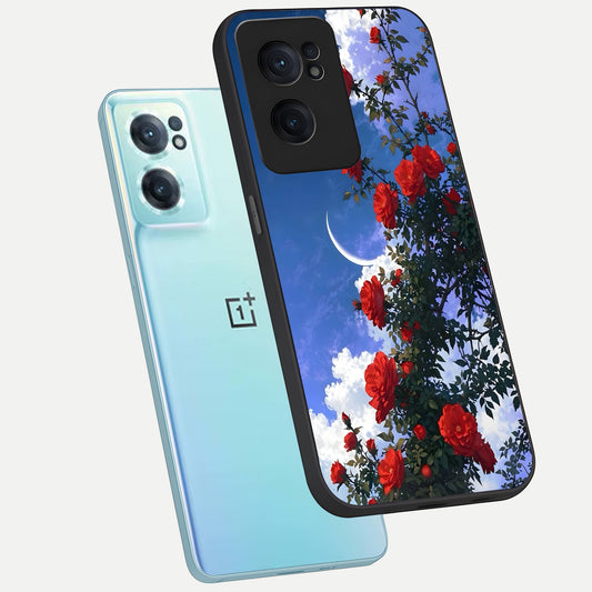  Rose Drift Flowers phone case For Oneplus Nord CE2 showing premium glass back cover with detailed artwork